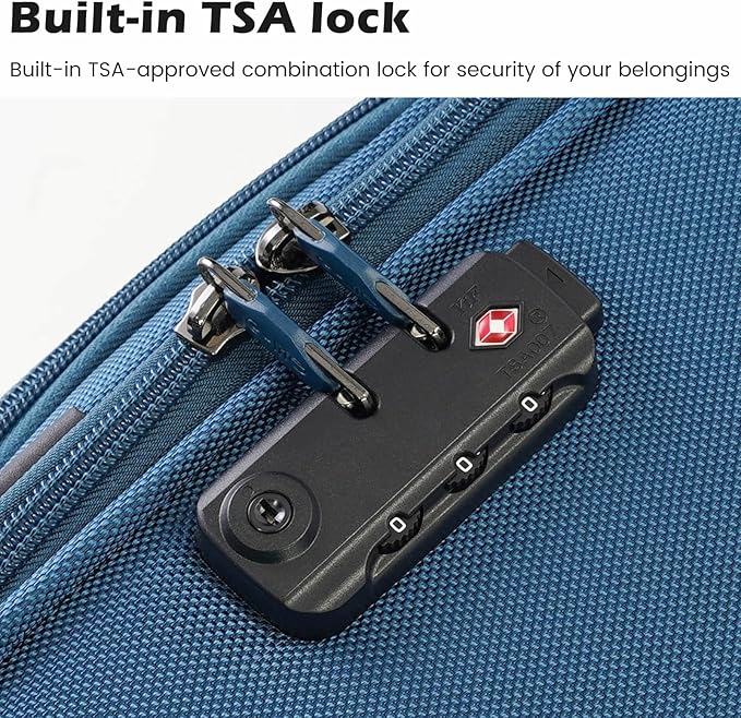 Coolife Luggage 4 Piece Set Suitcase Spinner TSA Lock Softshell lightweight (blue+sliver)