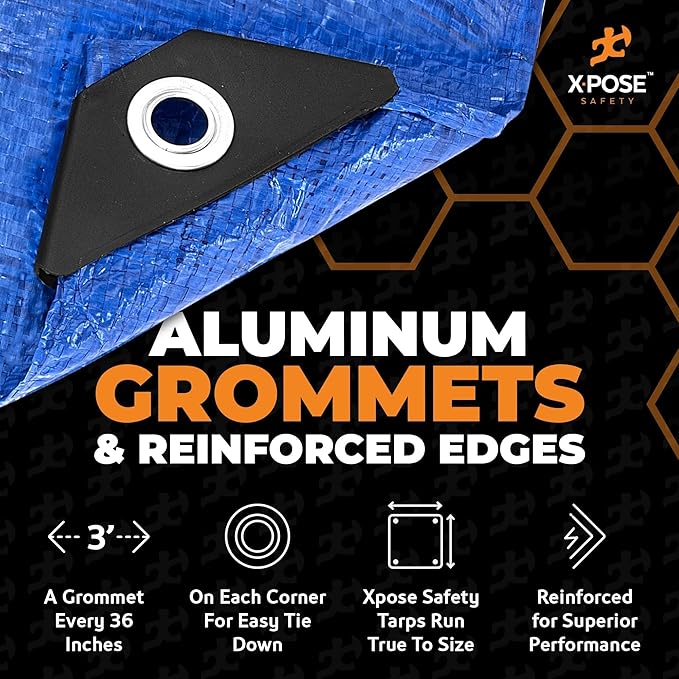 Better Blue Poly Tarp 9' x 12' (2-Pack) - Multipurpose Protective Cover - Lightweight, Durable, Waterproof, Weather Proof - 5 Mil Thick Polyethylene - by Xpose Safety