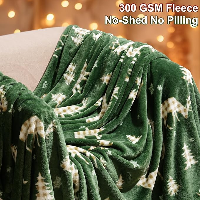 PHF Printed Fleece Blanket King Size, No Shed No Pilling Ultra Soft Plush Cozy Xmas Prints Theme Home Décor Flannel Blanket for Bed, Sofa, Couch and Gift, 108" x 90", Northern Winter
