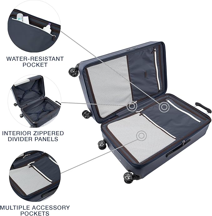 Travelpro Platinum Elite Hardside Expandable Checked Luggage, 8 Wheel Spinner, TSA Lock, Hard Shell Polycarbonate Suitcase, True Navy Blue, Checked Large 28-Inch