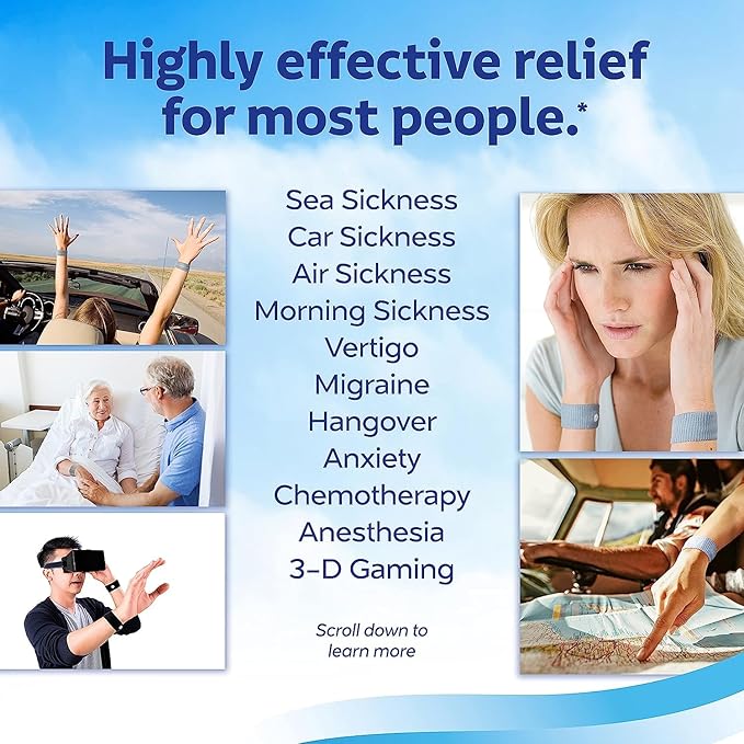Sea-Band Anti-Nausea Acupressure Wristband for Motion & Morning Sickness - 1 Pair Navy Blue