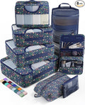 Veken 8 Set Packing Cubes for Travel Essentials, Suitcase Organizer Bags in 4 Sizes, Carry-On Luggage Accessories with Large Laundry & Hanging Toiletry Bag, Must-Have for Airplane, Road Trip & Camping