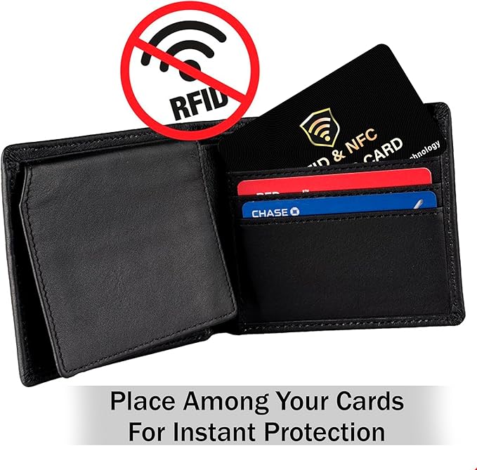 SaiTech IT 2 Pack RFID Blocking Card, One Card Protects Entire Wallet Purse, NFC Contactless Bank Debit Credit Card Protector ID ATM Guard Card Blocker–(Black)