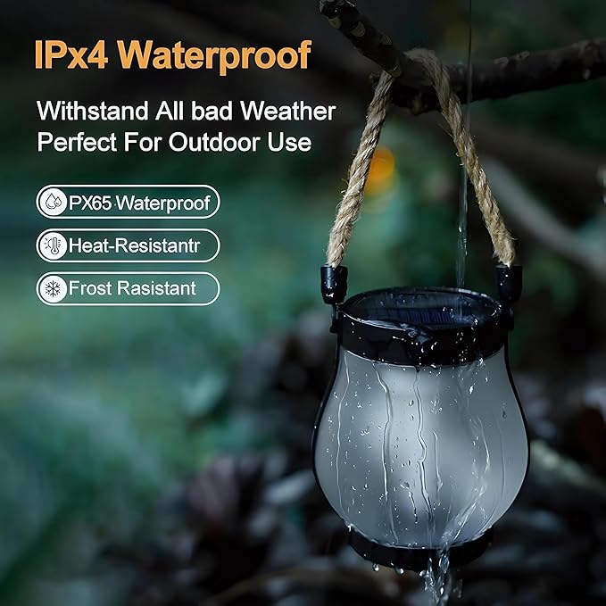 Kaliqo Solar Lantern Outdoor Lights Solar Lantern Waterproof Flickering Flame Hanging Lanterns for Patio Yard Garden Decor (2 Pcs)