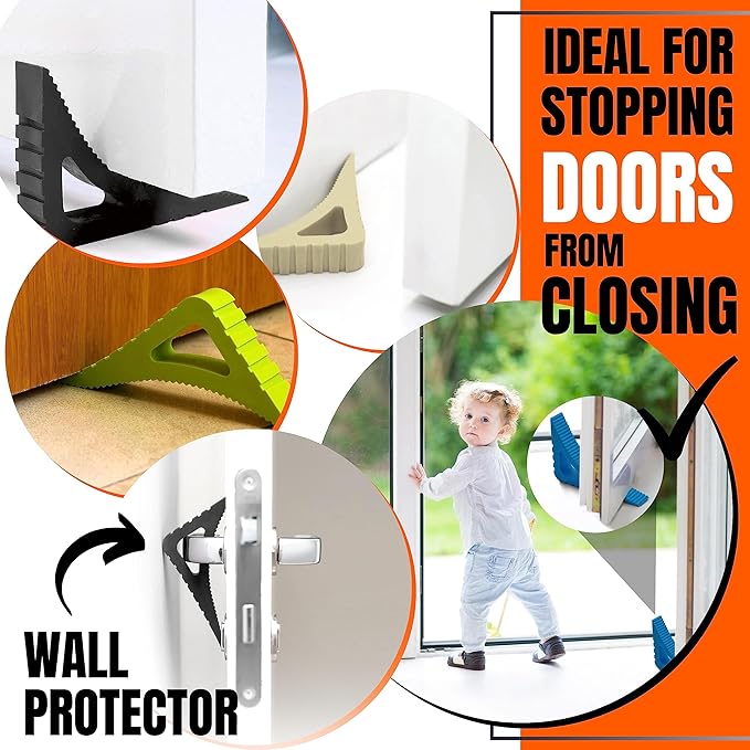 Door Stoppers & Window Stopper, Rubber Door Stop, Door Wedge Stopper for Any Floor Surface, Decorative Door Stoppers for Bottom of Door Security, Colorful Doorstop Large Door Stopper Wedge