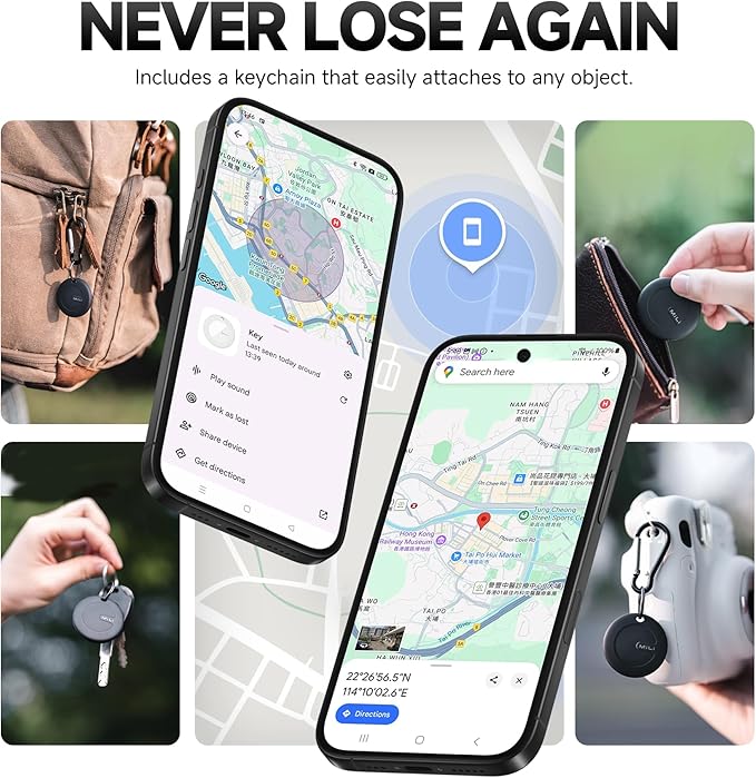 MiLi MiTag Bluetooth Tracker for Android, Google Certified Key Finder/Luggage Tracker/Item Locator, Smart Tracking Tag for Google Find My Device (Find Hub) App, 1 Pack