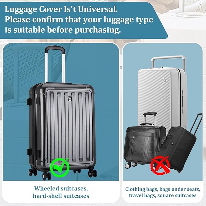 Upgraded Clear TPU Luggage Cover Protector with Black Stretchable Sides, Fit 28 Inch Wheeled Suitcase TSA Approved, Waterproof & Anti-Scratch, Includes Free Red Luggage Tag