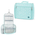 PAVILIA Large Hanging Toiletry Bag Travel Bag Women Men, Cosmetic Organizer, Water Resistant Makeup Bag Accessories Toiletries, Travel Essentials Kit, Teal Chevron