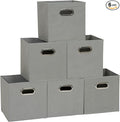 Household Essentials 84-1 Foldable Fabric Storage Bins | Set of 6 Cubby Cubes with Handles | Gray