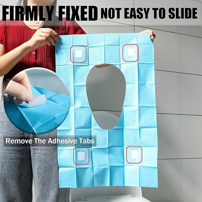 80 Pack Toilet Seat Covers Disposable 16x24 Inch XL Portable Toilet Liners Travel Seat Cover for Outdoors,Hotel, Hospital, Travel, Public Toilet Seat Cover (80pack, BLUE)