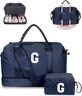 Gifts for Girls-Initial Duffle Bag with Shoe Compartment, Personalized Weekender Bag, Monogram Overnight Bag, Letter Travel Bag with Makeup Bag，Personalized Gift Idea for Women Her (Letter G)