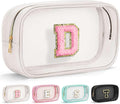 YOOLIFE Cute Travel Toiletry Bag - White Makeup Bag Organizer for Cosmetics, Skincare, Gifts for Women, Bridesmaid, Mother, Girlfriend, Initial D