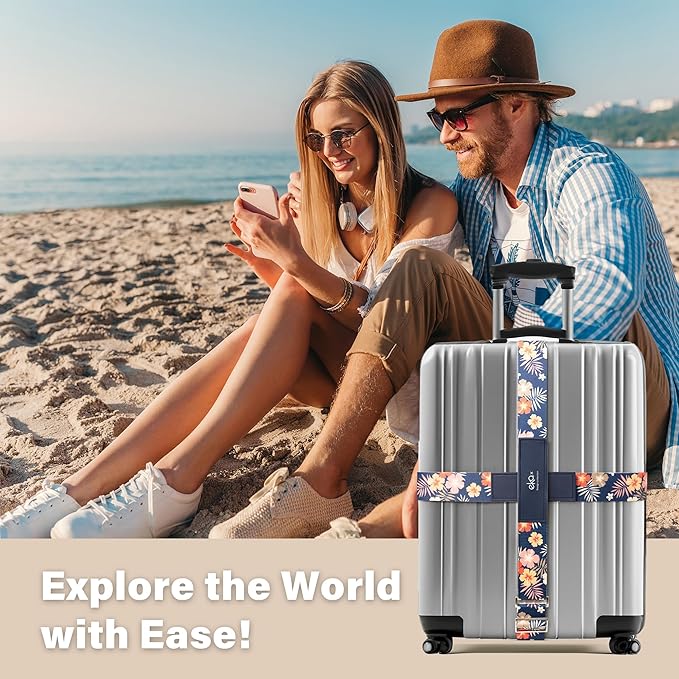 Luggage Straps for Suitcases, Adjustable Luggage Elastic Belt, Travel Essentials for Airport,Station,Vibrant Designs, Puppy