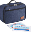 Lifewit Freezable Lunch Box, Insulated Reusable Lunch Bag with 2 Ice Packs, Mini Cooler Snack Bag for Bento Box for Salad, Sandwich, Snacks fo Men Women for Work, Dark Blue 5L