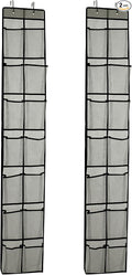 Over The Door Shoe Organizer, 14 Large Mesh Pockets Hanging Shoe Rack for Closet Organizers and Storage, Gray, 2-pack (gray)