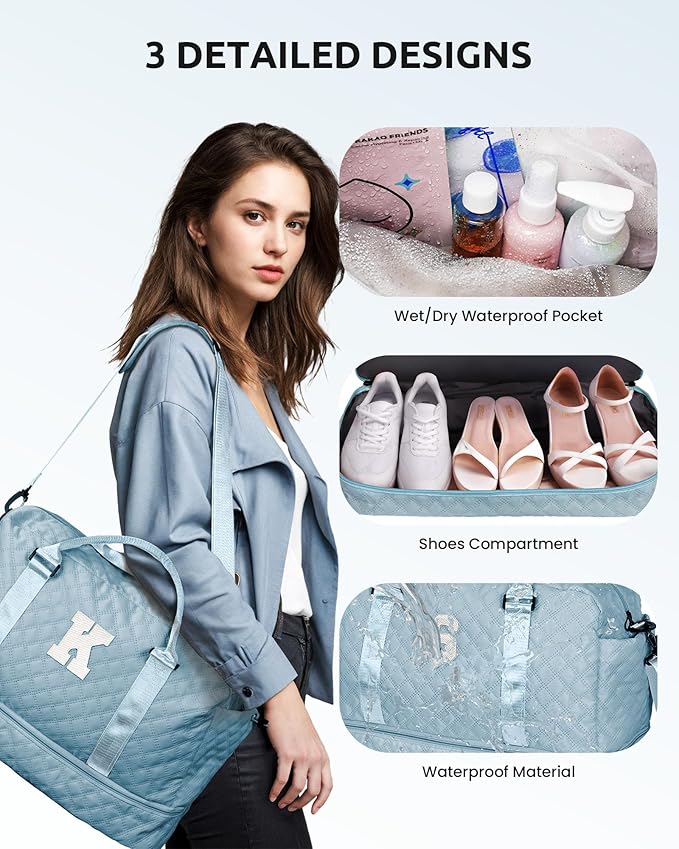 Gifts for Her-Overnight Bags for Women, Personalized Weekender Bag, Monogram Travel Bag, Letter Bag with Makeup Bag，Daughter Friend Gifts, Initial Gift for Mom Sister (Letter P)
