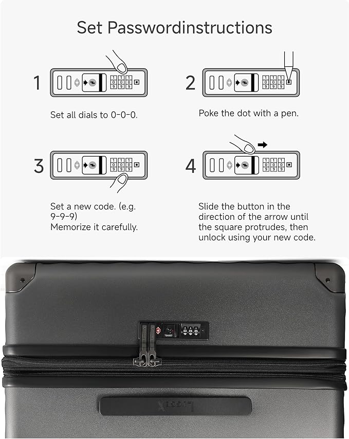 LUGGEX Luggage with Spinner Wheels, Polycarbonate Expandable Hard Shell Suitcase, Checked Large 28 Inch, Champagne