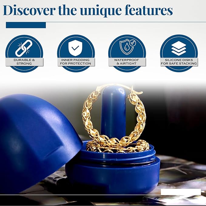 RING THING - Ring Holder Keychain, Jewelry Organizer and Storage, Portable Waterproof Ring Holder, Pill Box Keychain Container, Gym Accessory, and Travel Ring Case (Royal Blue)