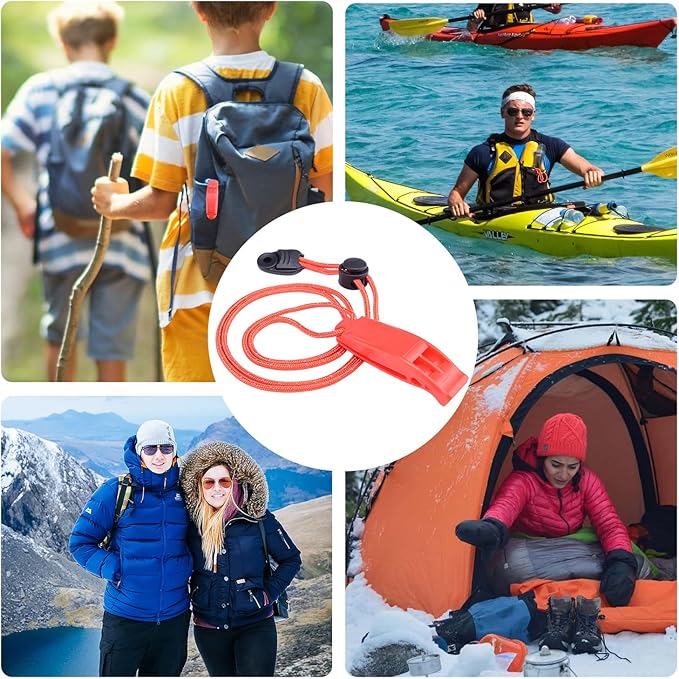 4Pack Emergency Whistle with Adjustable Reflective Lanyard, Shrill Loud Rescue Whistles for Outdoor Survival Hiking Camping Hunting Fishing Boat Kayak Life Vest Jacket Boating Rescue Signaling (Black)