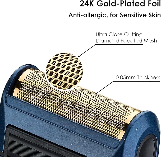 Retro Electric Razor for Men, Rechargeable Mens Gold Foil Shavers,Travel Electric Shavers for Men(Blue)