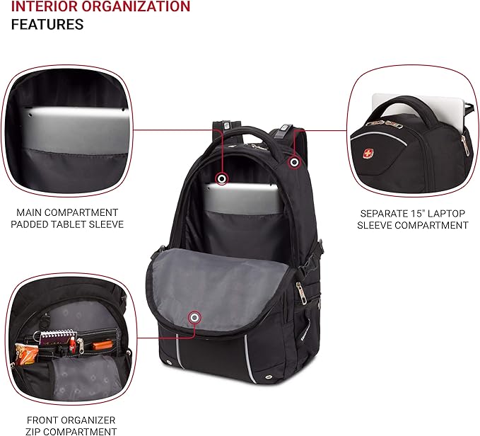 SwissGear 3258 Laptop Backpack, Black, 18.5-Inch
