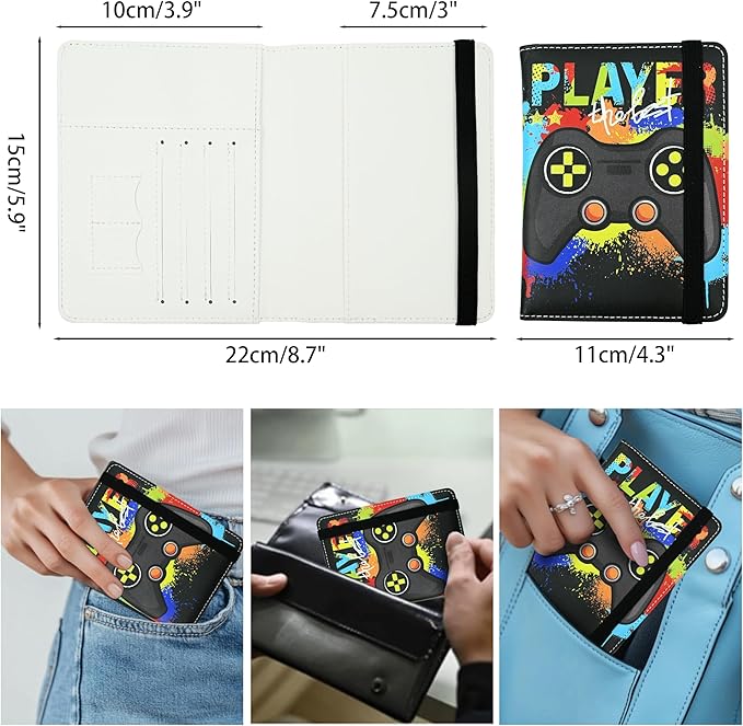 Game Passport Holder for Women and Men PU Leather Passport Cover for Travel