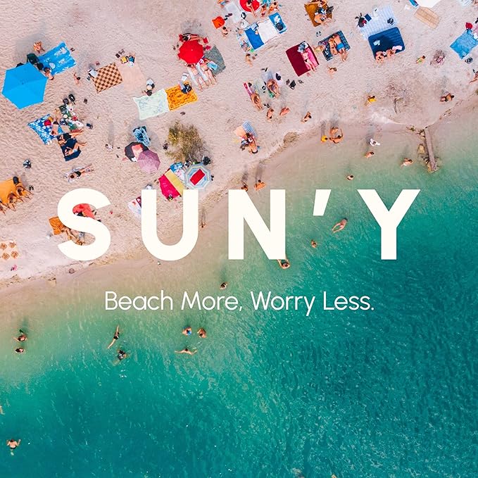 SUN'Y Beach Towel - Sand Free, Microfiber, Compact & Lightweight Travel, Quick Dry - Groovy - Large (63”x31.5”)