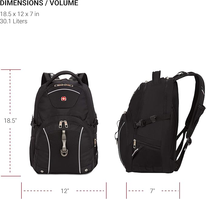 SwissGear 3258 Laptop Backpack, Black, 18.5-Inch