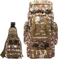 80L 2Pcs Hiking Backpack for Men with Sling Tactical Backpack - Rucksack Molle Military Tactical Waterproof Lightweight Camping Backpack 3 Day Assault Pack for Travel, Climbing, Backpacking