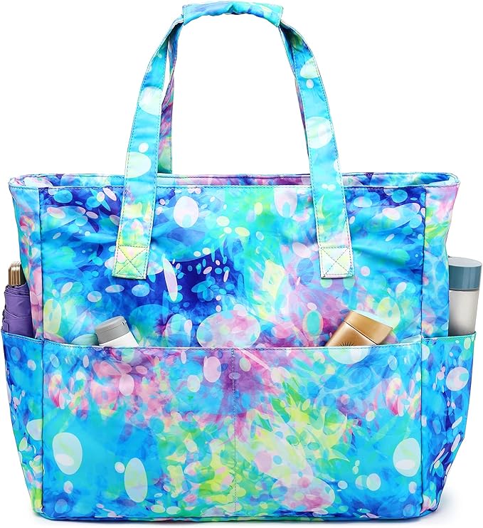 Waterproof Beach Tote Pool Bags for Women Ladies Extra Large Gym Tote Carry On Bag With Wet Compartment for Weekender Travel