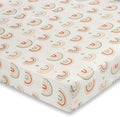 Crane Baby 100% Cotton Breathable Fitted Baby and Toddler Sheet for Standard Mattress (28 X 52), Machine Washable Crib Boho Rainbow Boho Rainbow