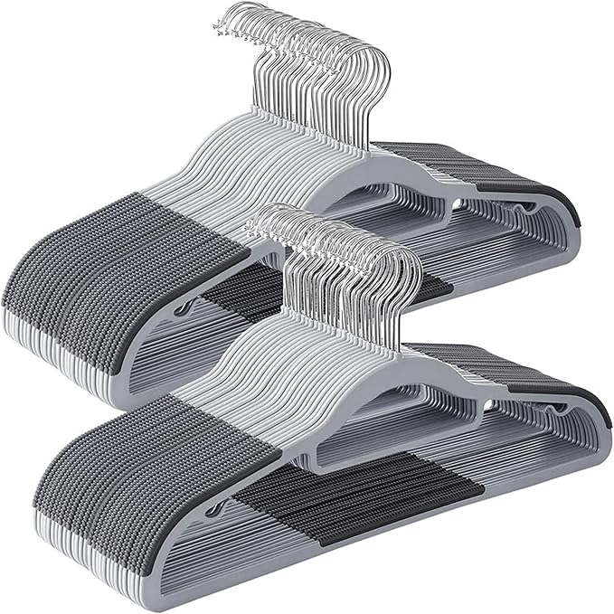 30 Pack Plastic Clothes Hangers Non Slip - 16.5 Inch Slim Space Saving Hangers for Closet, Heavy Duty Non-Slip Garment Hangers with 360° Swivel Hooks