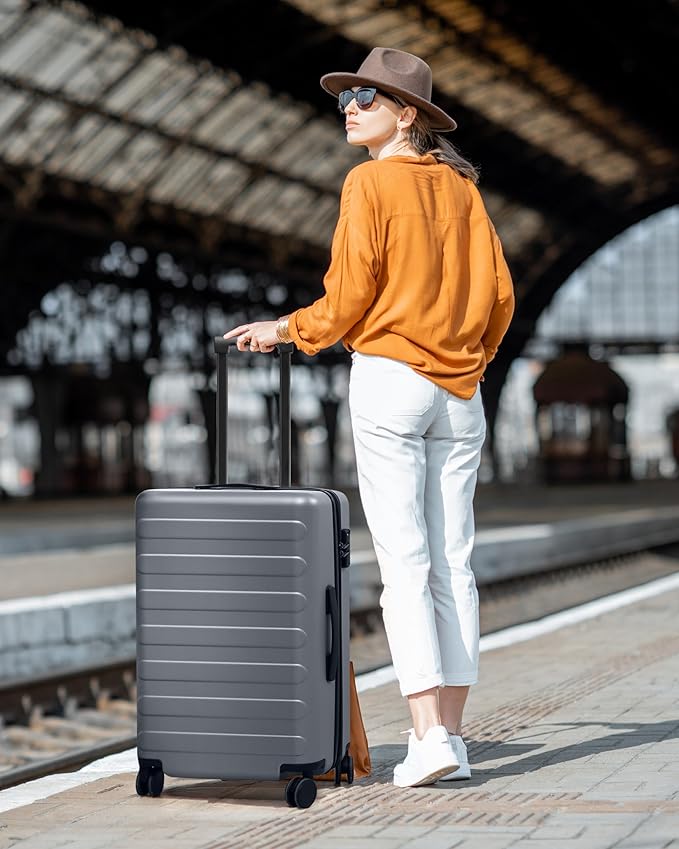Carry on Luggage 22 X 14 X 9 Airline Approved, 20 Inch Luggage for 3-5 Days Travel, Double Spinner Wheels, 100% Hardshell PC, TSA Lock (00-Shadow (Expandable), Set 3PCS (20-Inch/24-Inch/28-Inch))