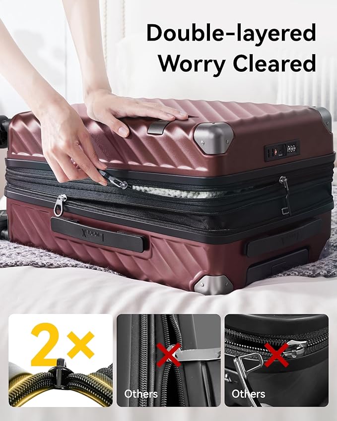 LUGGEX Luggage with Spinner Wheels, Polycarbonate Expandable Hard Shell Suitcase, Carry On 20 Inch, Navy