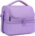 FlowFly Double Decker Cooler Insulated Lunch Bag Large Tote for Boys, Girls, Men, Women, with Adjustable Strap,Purple