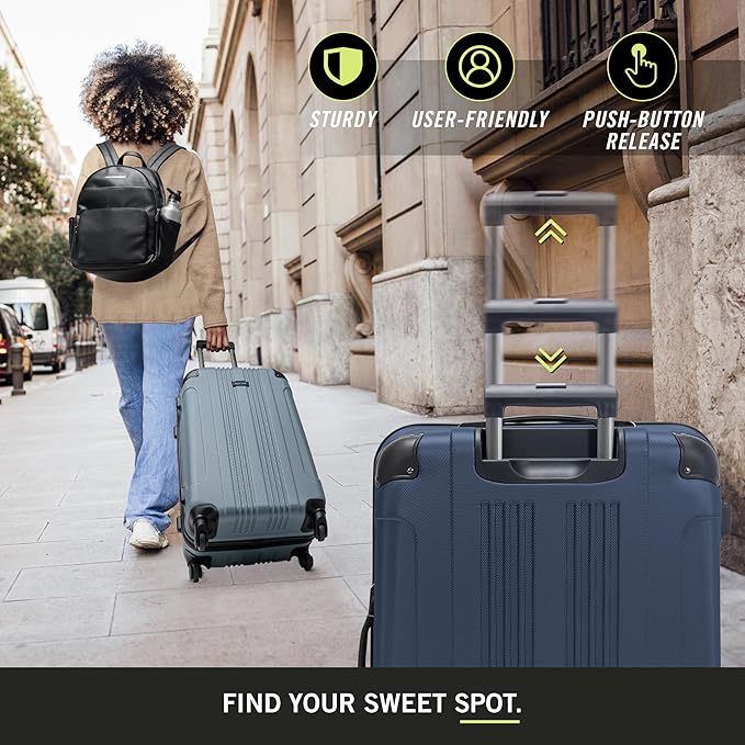 Kenneth Cole REACTION Out of Bounds Lightweight Hardshell 4-Wheel Spinner Luggage, Naval, 2-Piece Set (20" & 28")