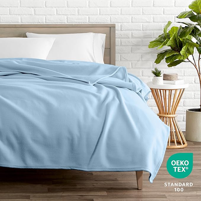Bare Home Polar Fleece Blanket - Full/Queen - Warm & Cozy - Premium Fleece - Throw for Bed, Sofa, Camping, Travel and Cold Nights - Lightweight Blanket (Full/Queen, Light Blue)