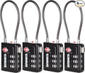 Brinks TSA Accepted Indicator Luggage Lock, Black - Ressetable Combination, 2.5 inch Long Shackle, New More Secure TSA008 Key, 4 Pack