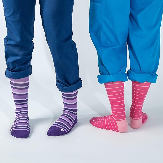 Medical Grade Compression Socks for Men & Women 15-20 mmHg by OrthoSleeve (Purple w/Stripes, Medium)