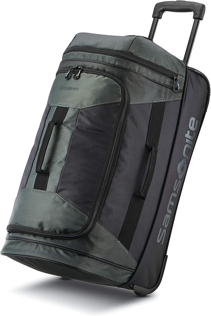 Samsonite Andante 2 Wheeled Duffel Bag – 22-Inch Durable Rolling Luggage with Inline Skate Wheels, Push-Button Handle & Spacious Compartments – Travel-Friendly and Lightweight - Moss Green/Black