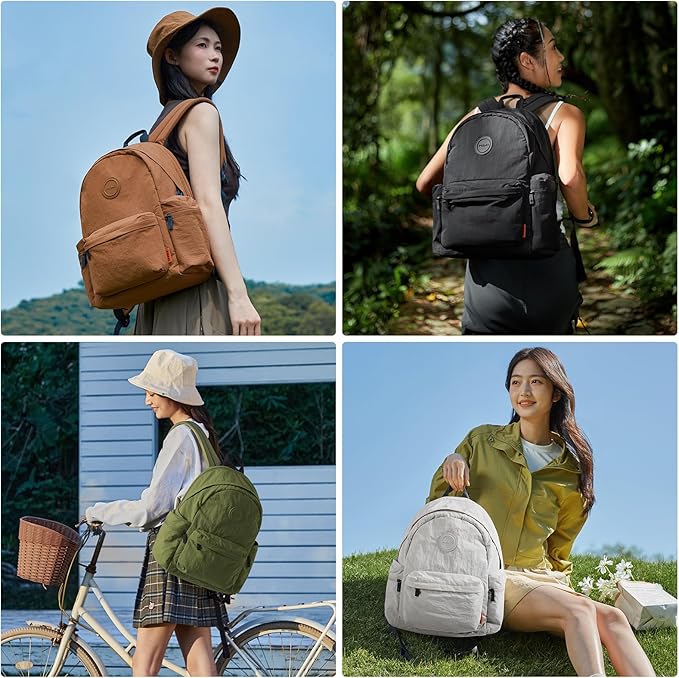 mixi Outdoor Lightweight Backpack Casual Carry On Laptop Backpack Travel Bookbag for Women Men, Water Resistant Durable Small Hiking Bag for Camping Weekender Sports College Work, 15 Inch, Black