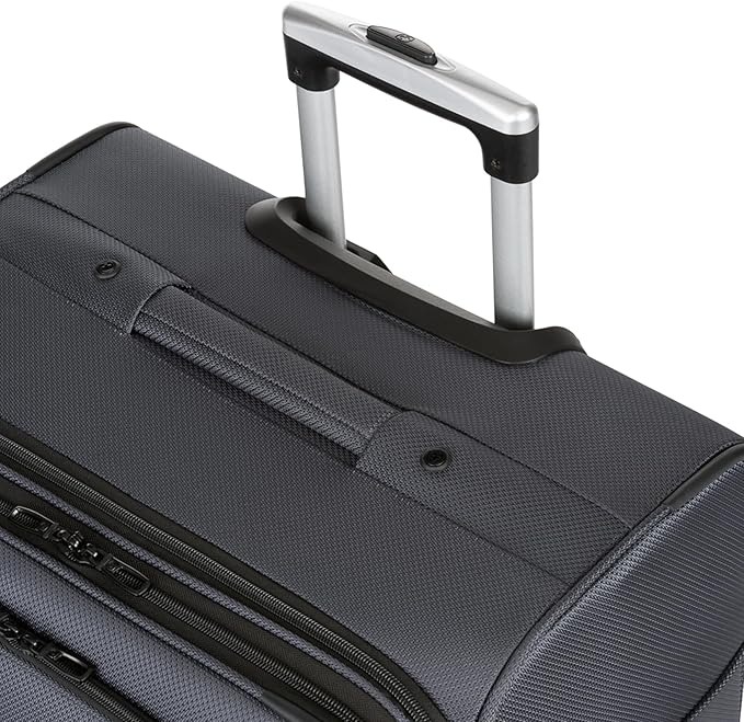 SwissGear Sion Softside Expandable Luggage, Dark Grey, Checked-Large 29-Inch