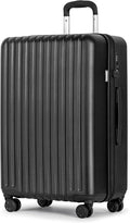 KYME 26-Inch Medium Checked Luggage, 100% PC Hardside Suitcase with TSA Lock & Double Spinner Wheels, Durable Travel Hard Shell for Men & Women (Black)