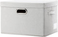 PRANDOM Large Collapsible Storage Bin with Lid [1-Pack] Fabric Foldable Storage Box Organizer Container Basket Cube with Cover for Home Bedroom Closet Office Beige (17.3x11.8x11.8)