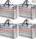 VENO 4 Pack Heavy Duty Moving Bags, Storage Bags, Packing Supplies, Top Zipper, Storage Totes for Camping, Clothes, Bedding, Comforters, Pillows (22 Gallon Clear, 4 Pack)