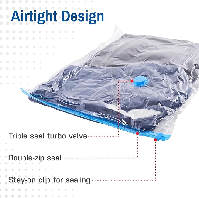 2 Pack Jumbo Vacuum Storage Bags for Comforters, Blankets & Clothes – Jumbo Vacuum Sealed Compression Bags with Hand Pump – Space Saver Storage Bags for Bedding, Moving, Travel & Organization