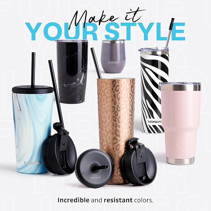 NORDAY | Tumbler with Lid - 30oz - White Insulated Tumbler - Stainless Steel Tumblers - Double Wall Vacuum Insulated Travel Coffee Mug for Car Cup Holder - Keeps Temperature for 24hr - Anti Spill Lid