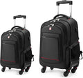 StarCloud 18-inch + 24-inch Checked Backpack Combo Set Large Rolling Backpack with 4 Wheels, Travel Commute Bag, Carry on Luggage Trolley Suitcase (4 Wheels Rolling Backpack)