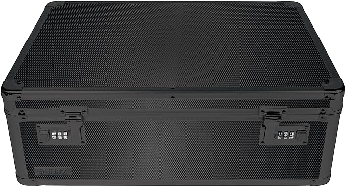 Vaultz Storage Lock Box - 6.5 x 19.25 x 13.5 Inch Lockable Dorm Storage Trunk with Combination Lock - Briefcase, Medicine Box, Lock Boxes for Personal Items, Cash, Laptop - Black on Black