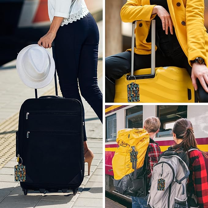 Luggage Tags for Suitcase,2 Pack Colorful Guitar Luggage Tag with Privacy Flap,Name ID Label and Metal Loop for Women Men Girls Baggage Bag Backpack Instrument